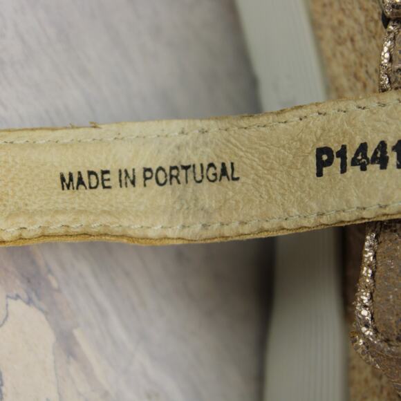 Fly London Wedge Sandals Womens 10.5 Gold Leather - Picture 9 of 10